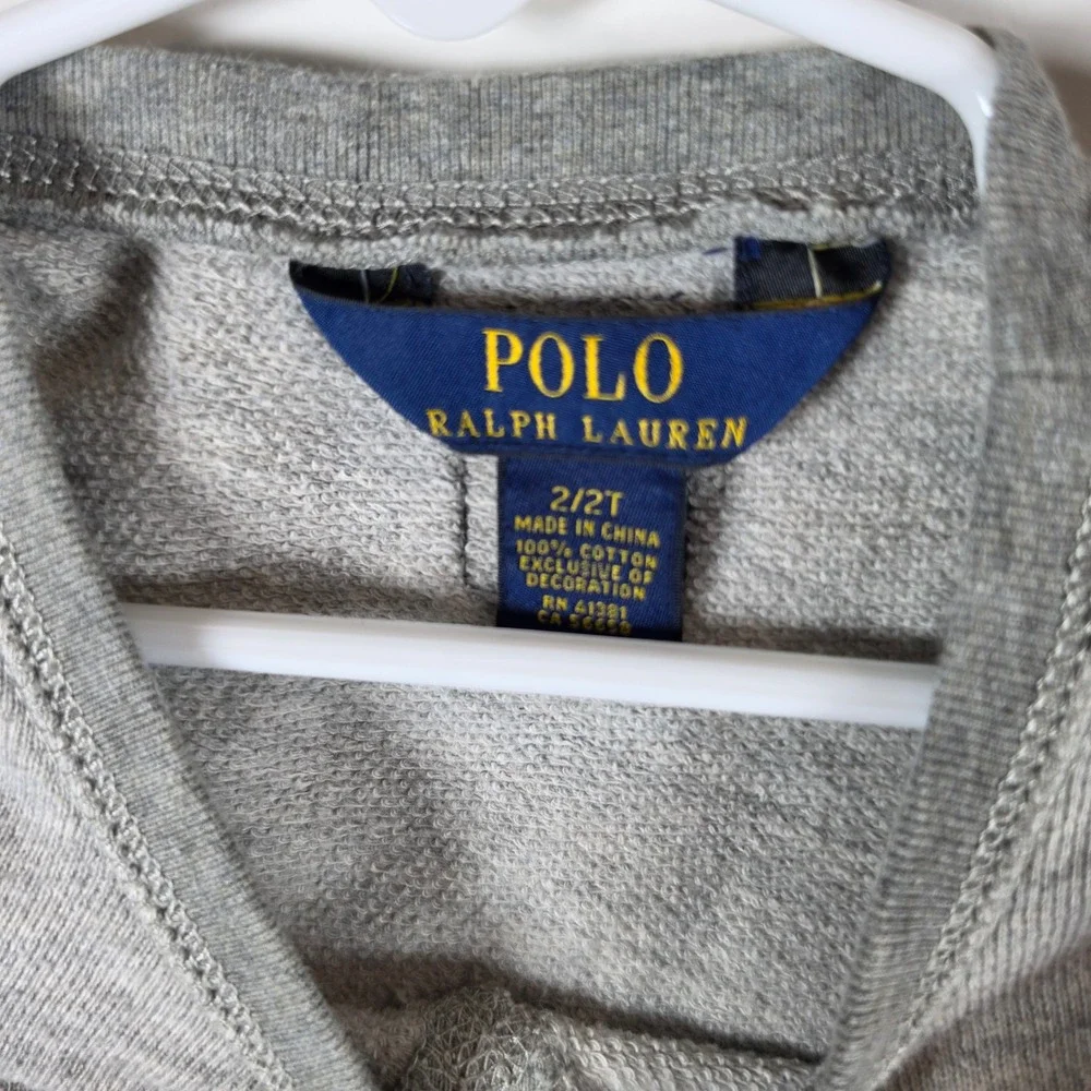 Polo Ralph Lauren Girls Heather Gray French Terry Sweatshirt‎ Dress 2T Wildcats